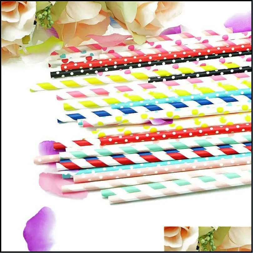 colorful drinking paper straws disposable fast degradable multi color eco-friendly juice straws for summer wedding party