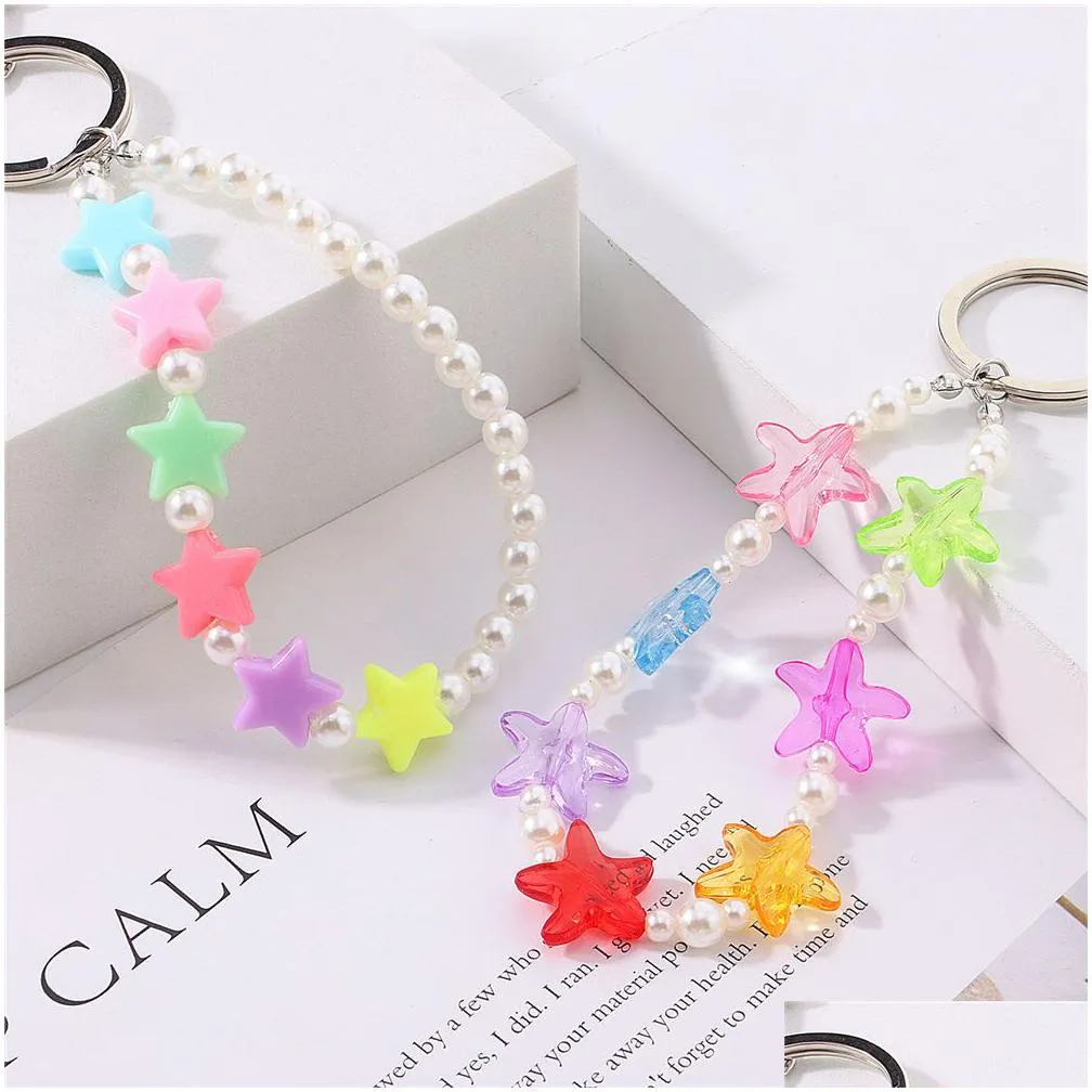 Keychains & Lanyards Boho Colorf Evil Eye Keychain Star Beads New Design Pearl Clay Key Holder Creative Bag Pendant Accessor Dhgarden Dhwjx