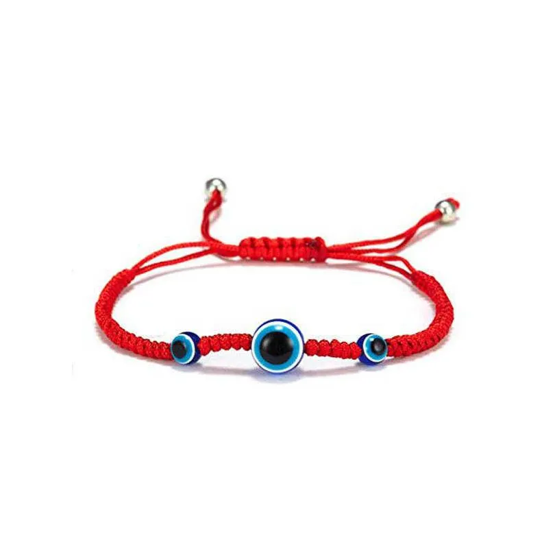Chain Evil Turkish Blue Eye Hand Woven Bracelet With Seven Adjustable Red Drop Delivery Jewelry Bracelets Dhgarden Dhwrn