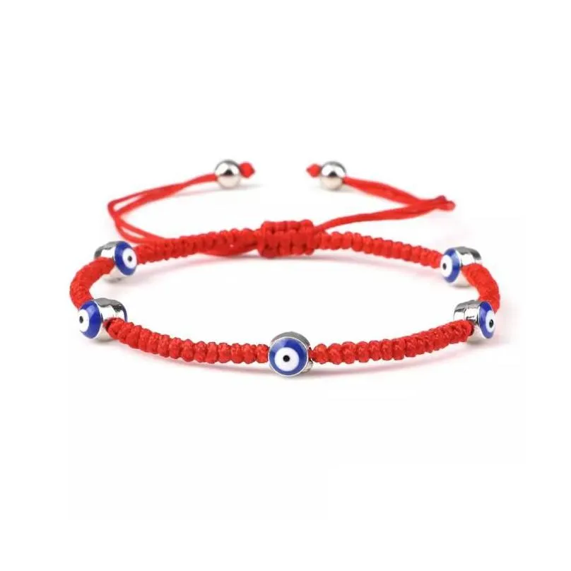 Charm Bracelets New Turkish Evil Eye Bracelet For Women Men Lucky Braided Red String Retro Elephant Couple Friendship Wish G Dhgarden Dhqyn