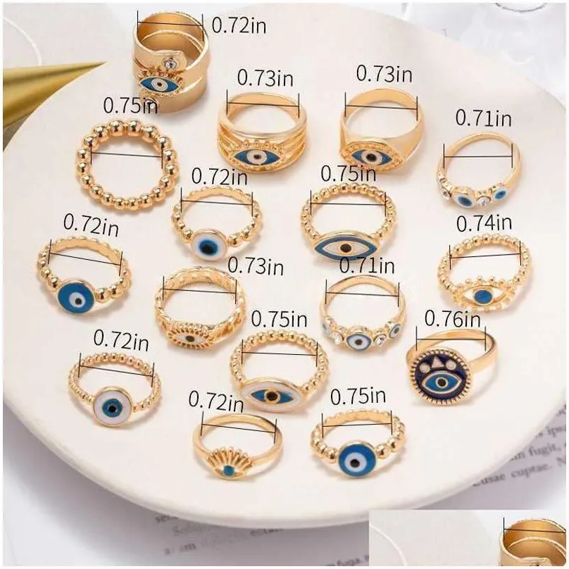 Band Rings Band Rings Trendy Blue Turkish Evil Eye Copper Gold Color Finger Adjustable For Women Plated Fashion Jewelry Drop Dhgarden Dhf45