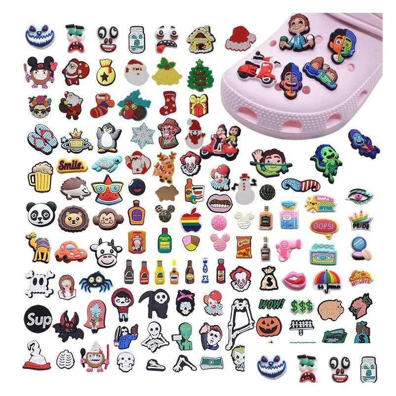 fast delivery assorted designs cartoon patterns croc shoe charms for clog shoes lace accessories as children gifts