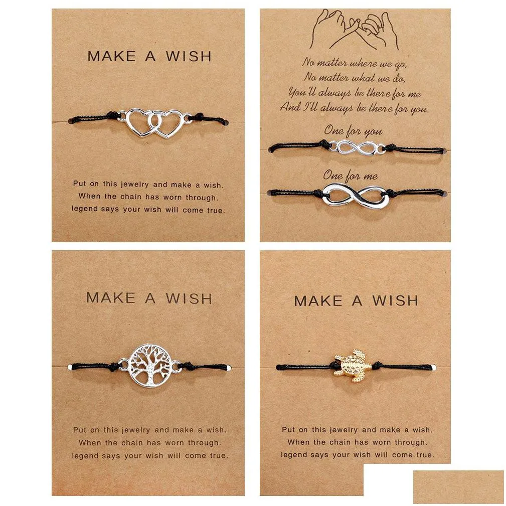 Charm Bracelets Make A Wish Evil Blue Eye Woven Paper Card Bracelet Women Adjustable Lucky Red String Bracelets Femme New Fa Dhgarden Dhydf