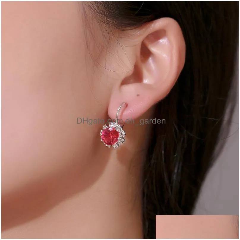 fashion sun flower stud earring multicolor crystal drop earrings long silver plated ear hook for ladies elegant wedding party