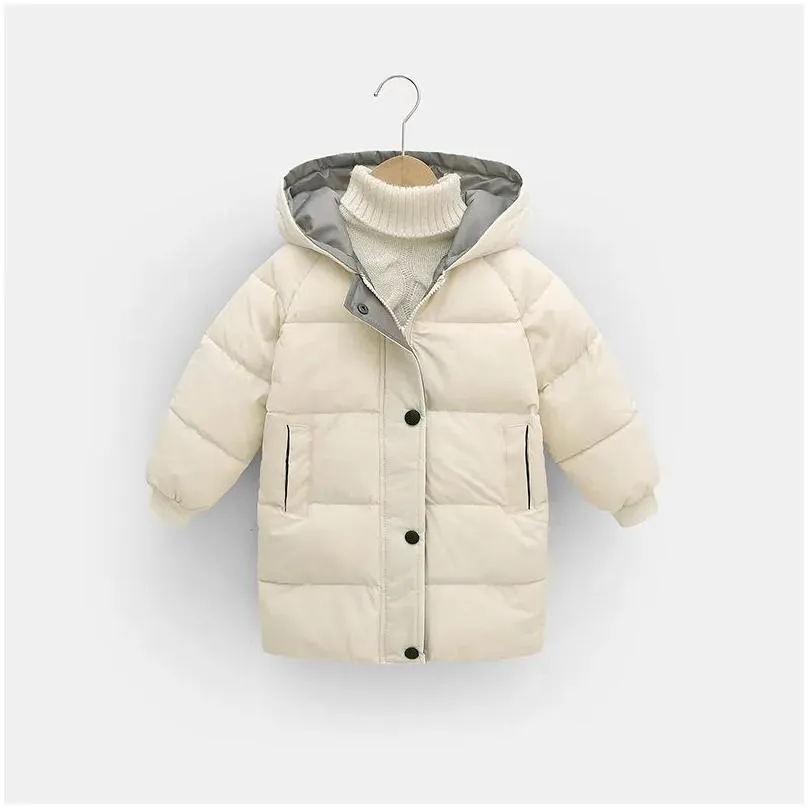  fashion winter kids coats children boys jackets fashion thick long coat girls hooded outerwear snowsuit 2-8y children clothes