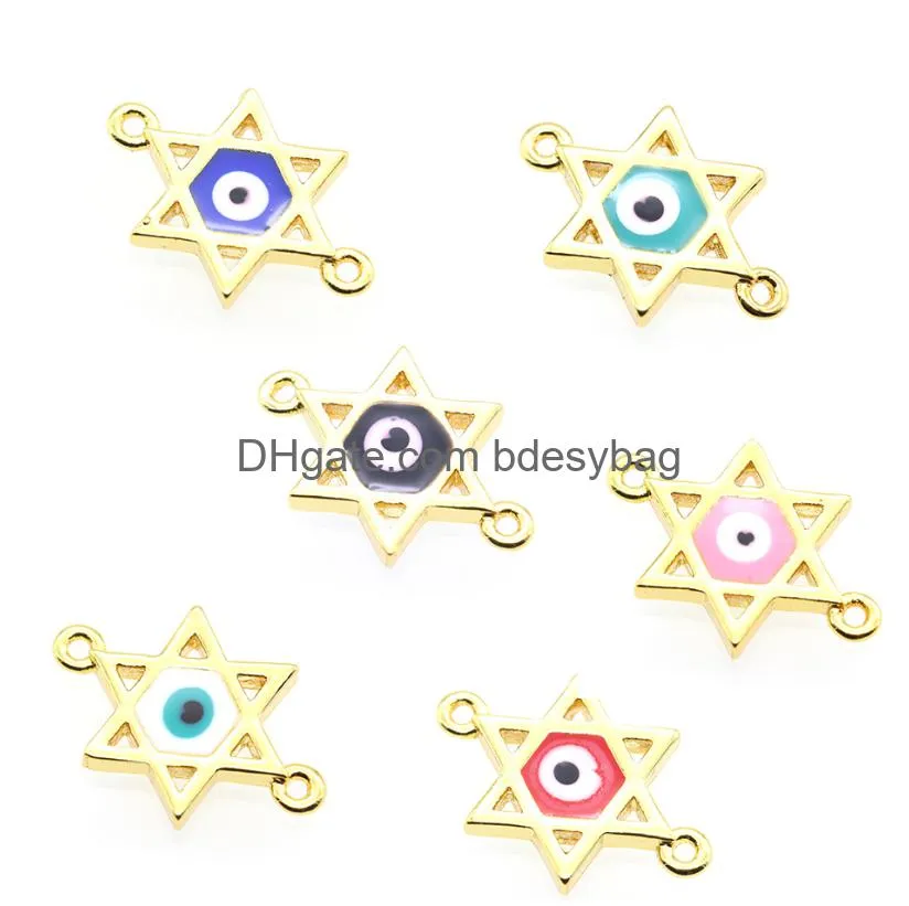 Charms 100Pcs Turkish Star Blue Evil Eye Charms Pendant For Jewelry Making Findings 18X12Mm Drop Delivery Jewelry Jewelry Findings Com Dhnvq