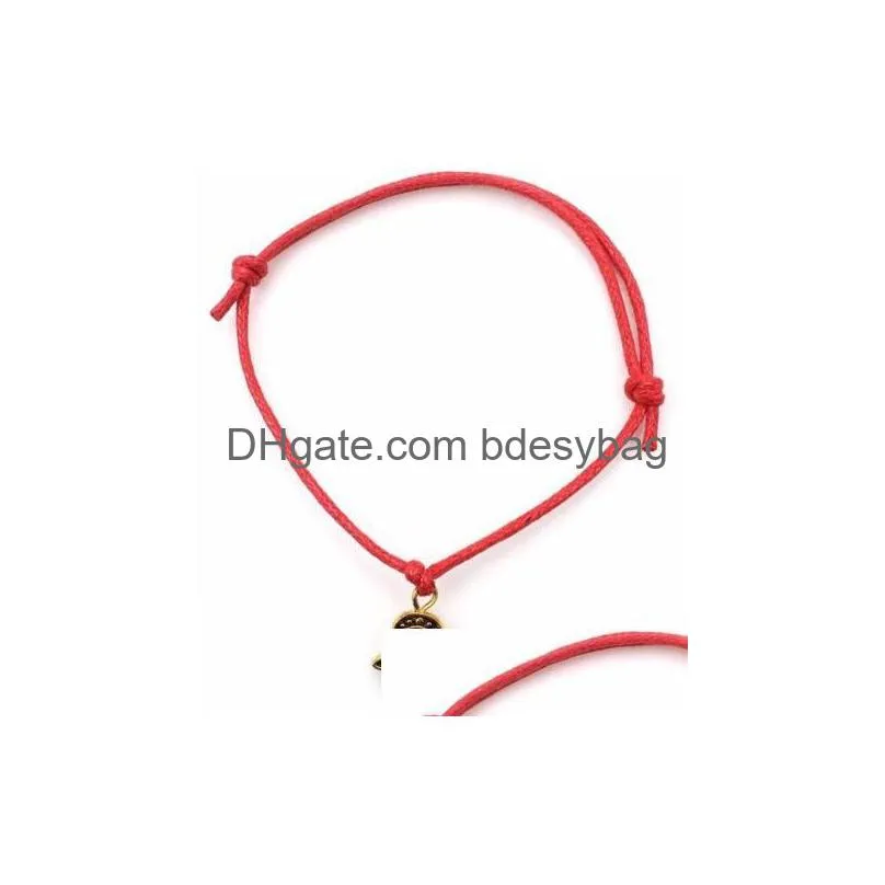 Charm Bracelets 20Pcs/Lot Lucky String Evil Eye Red Wax Cord Adjustable Bracelet Diy Jewelry New Drop Delivery Jewelry Bracelets Dhvfo