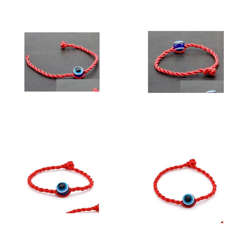 Bangle 50Pcs/Lot Fashion Red Thread String Blue Evil Eye Bracelet Lucky Handmade Rope For Women Men Jewelry Drop Delivery Jew Dhgarden Dhly8