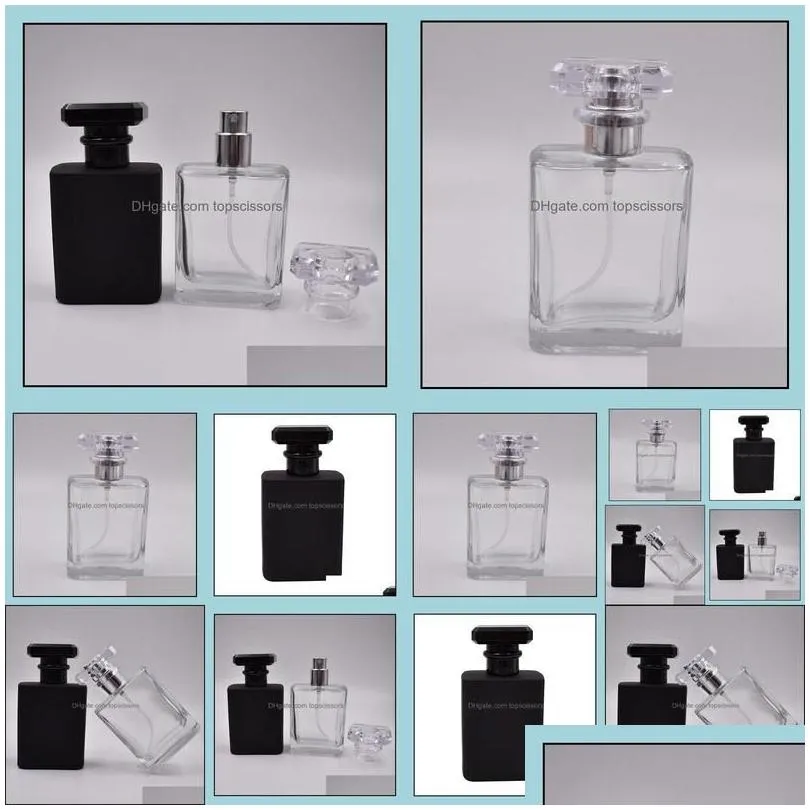 Perfume Bottle Portable Refillable Per Spray Bottle 50Ml Empty Vials Black Clear With Pump Sprayer Mist Atomizer Rrd3044 Drop Delive