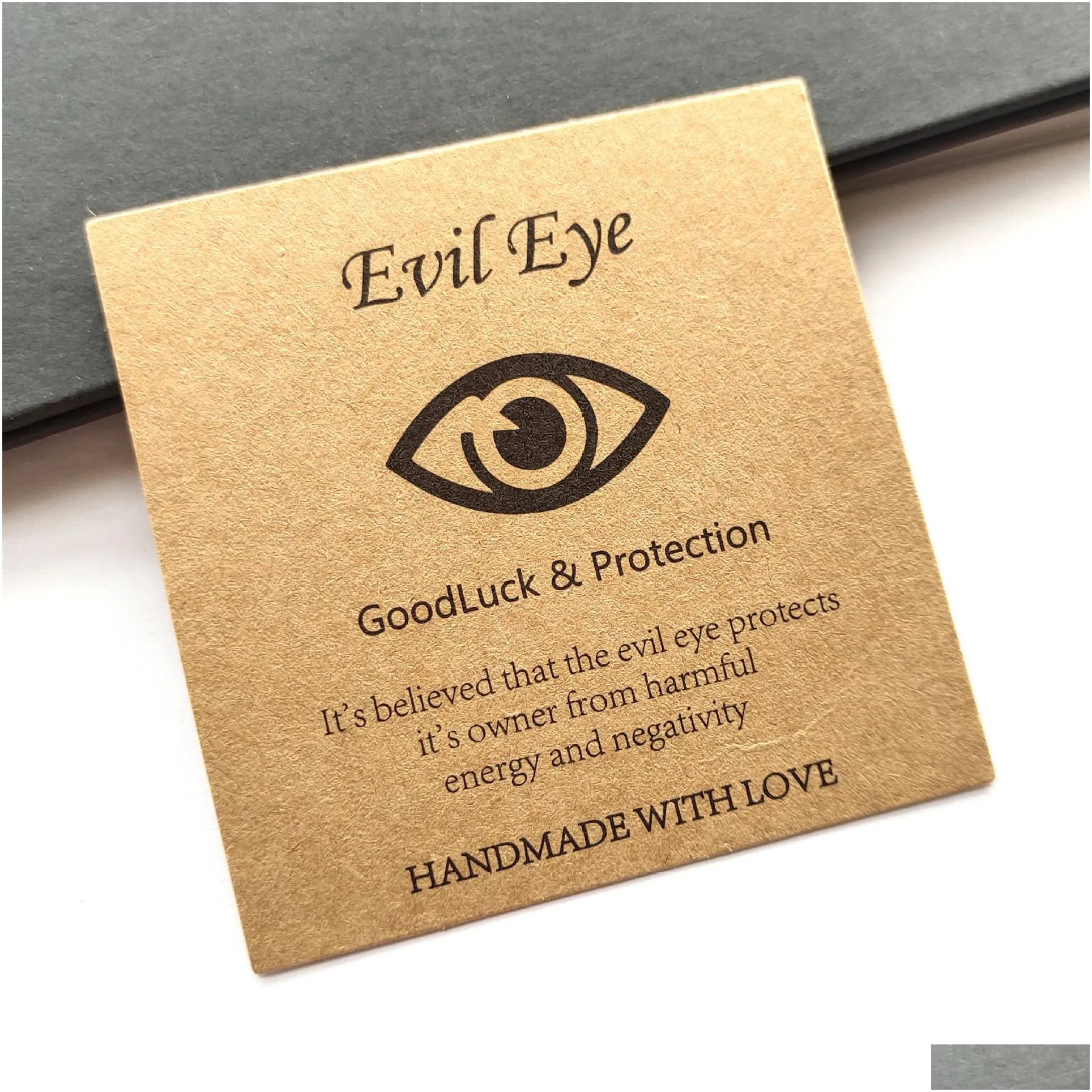 Tags, Price Tags, Card 100Pcs Handmade The Evil Eye Design Packaging Card Paper Good Luck Protection Friendship Bracelet Jew Dhgarden Dhqic