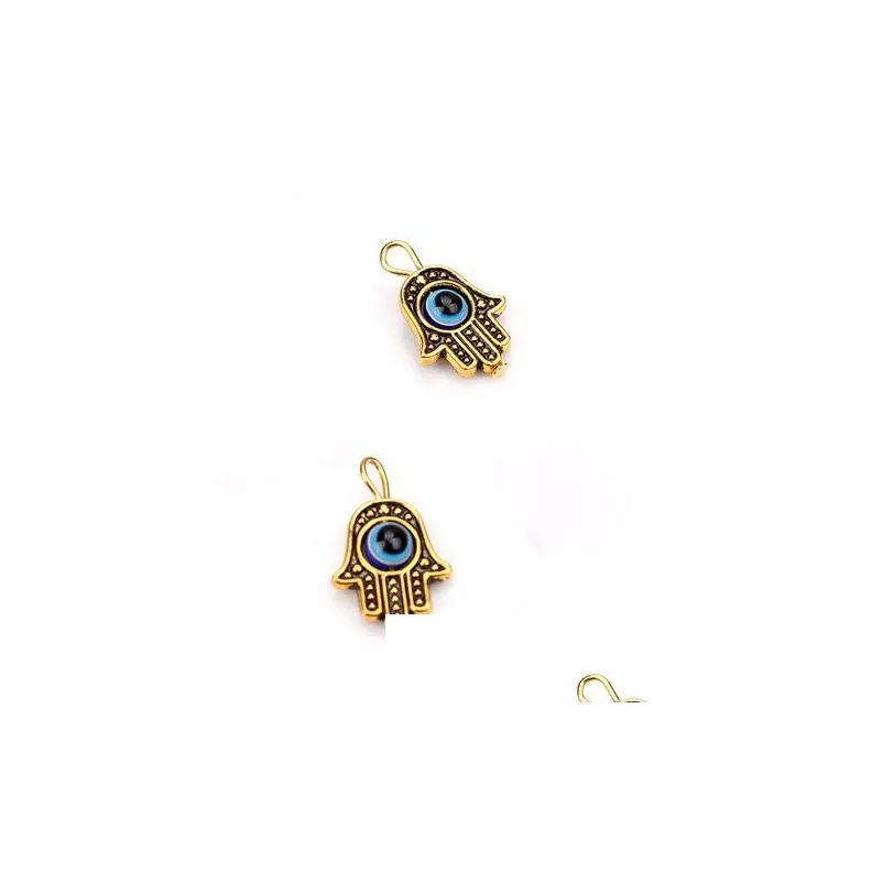Charms 50Pcs Turkish Hamsa Hand Blue Evil Eye Charms Pendant For Jewelry Making Findings 19X12Mm Drop Delivery Jewelry Jewel Dhgarden Dhr8M