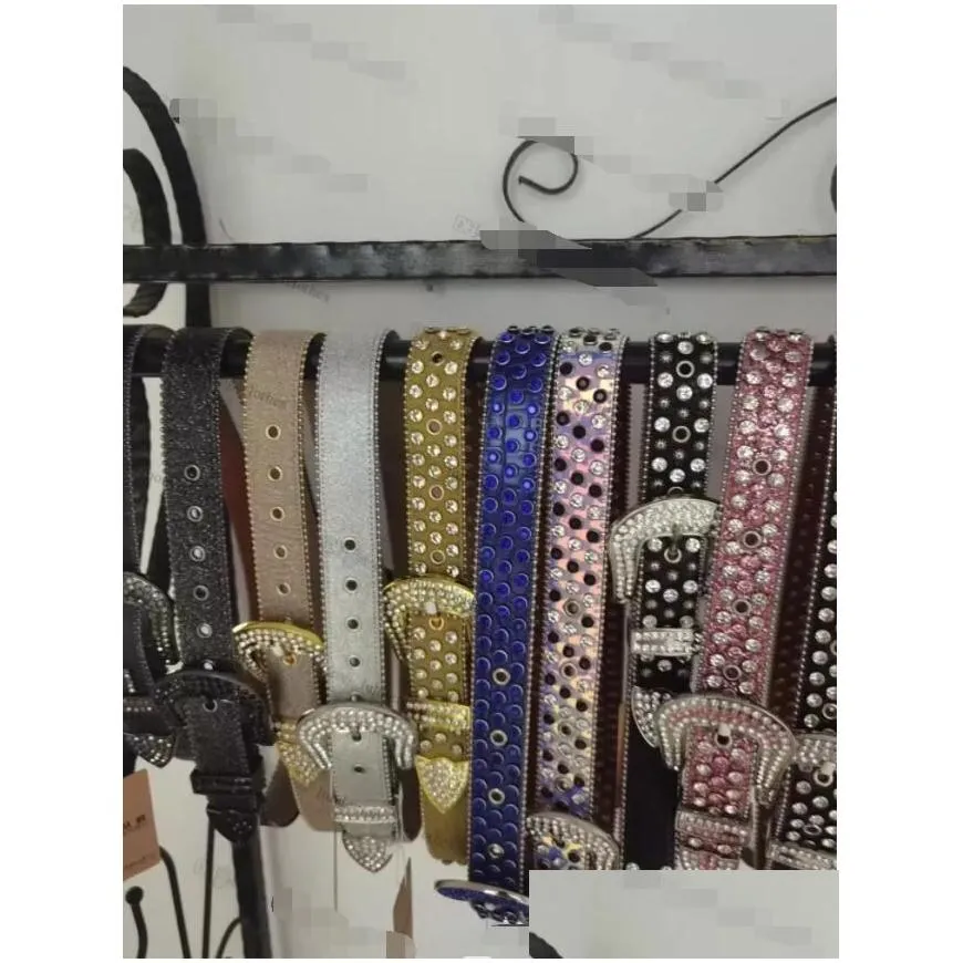 designer belt bb belt simon mens belt for women shiny diamond belts black on black blue white multicolour with bling rhinestones as gift waistband factory