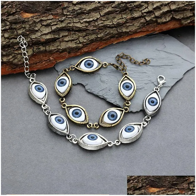 Charm Bracelets Vintage Gothic Demon Eyes Bracelet Femme Punk Evil Eye Bracelets For Women Metal Jewelry Drop Drop Delivery Dhgarden Dhruk