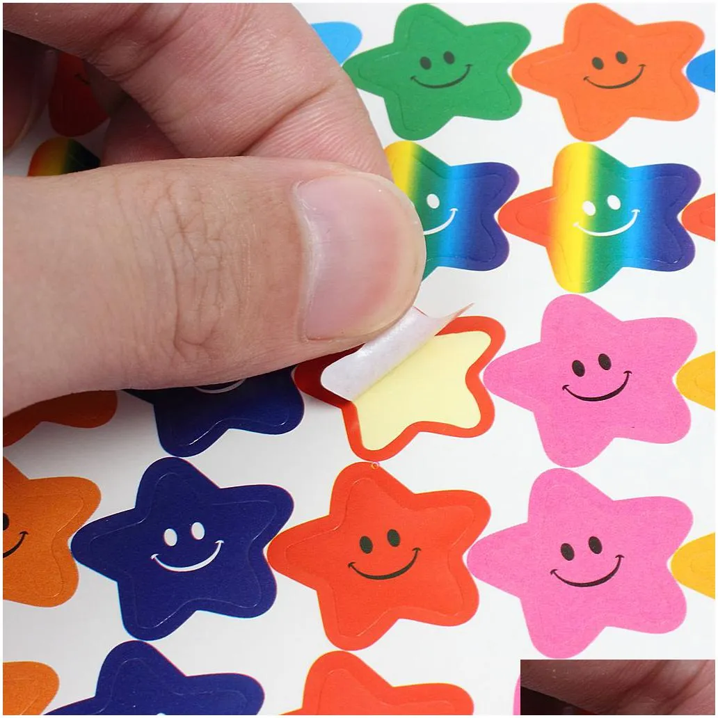 Other Decorative Stickers Happy Face Stickers And Smiling Star 20 Sheets 1390 Pcs Colorf Award For Kids Incentive Decorative Drop Deli Dhqxp