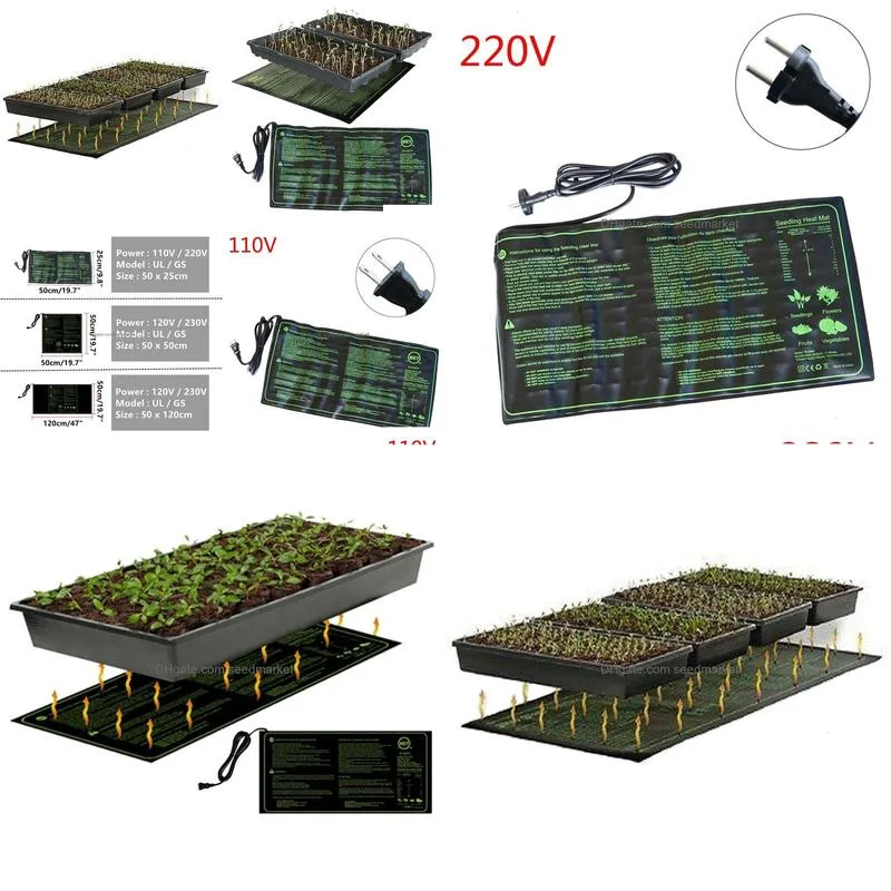 other garden supplies seedling heating mat 50x25 50 120cm waterproof plant seed germination propagation clone starter pad 110v 220v