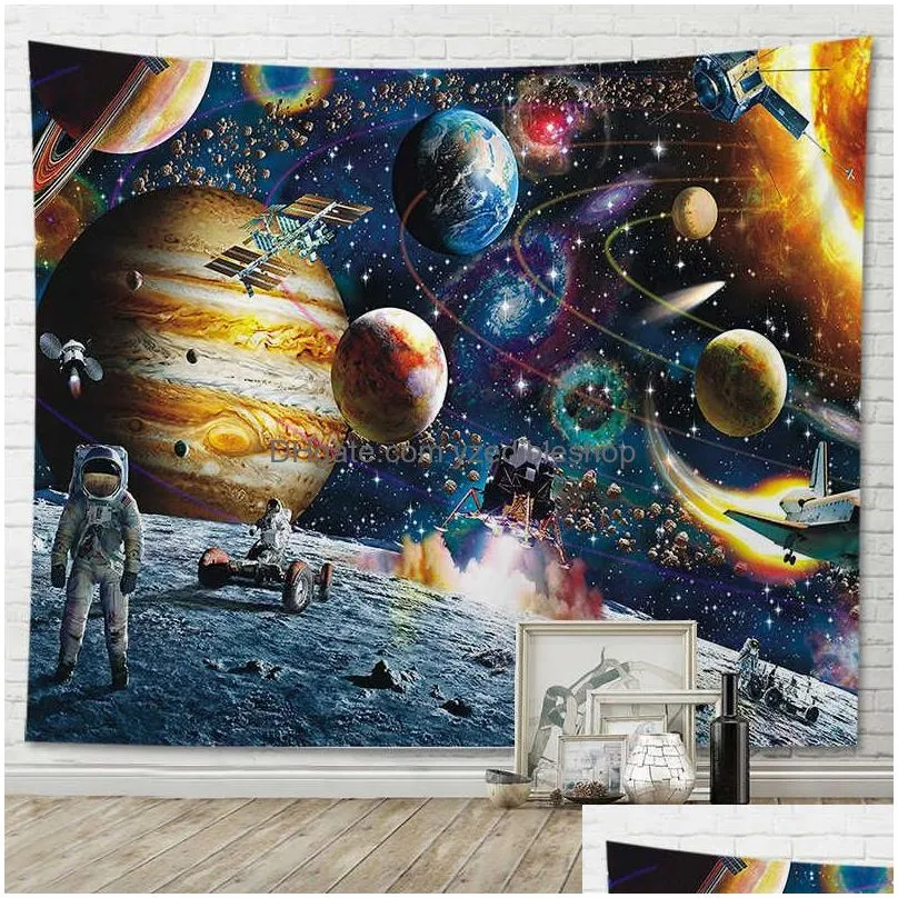 tapestries cool space interplanetary sci-fi astronaut space crossing wall background tapestry home decoration wall cloth r230710