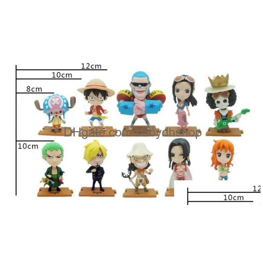 q version anime one piece pvc action figures cute mini figure toys dolls model collection toy brinquedos 10 piece set shippin2938