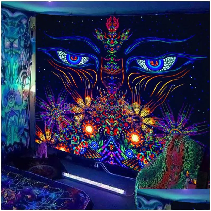 tapestries escent tapestry european and american black light hanging cloth poster home decoration background psychedelic trippy 230213