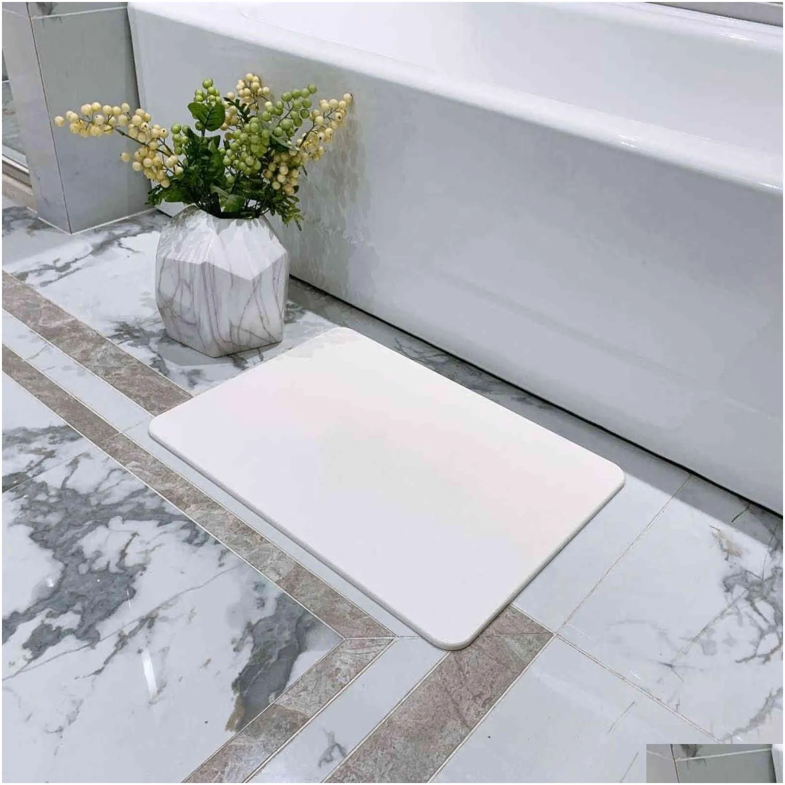 Anti-Slip Mats Diatomite Bath Mat 300*400mm Fast Drying Toilet Rug Quick Dry WC Mat Pebble Stone Foot Carpet In The Bathroom Set