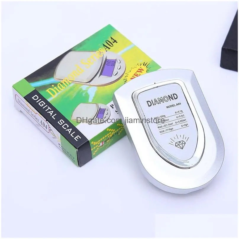 Scales Wholesale Digital Diamond Scale Mini Lcd Pocket Jewelry Gold Gram 500G/0.1G 100G/0.01 200G/0.01 Nce Weight Scales Drop Delivery Dh532