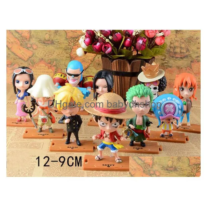 q version anime one piece pvc action figures cute mini figure toys dolls model collection toy brinquedos 10 piece set shippin2938