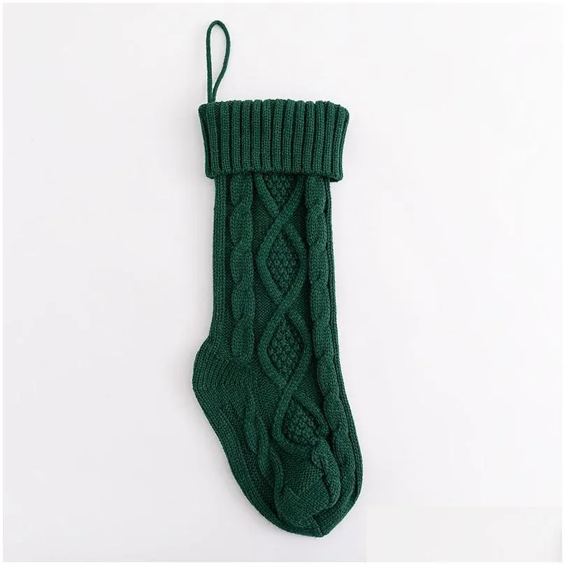 Christmas socks candy knitted rhombus woolen gift bag scene layout ornaments 46CM large socks