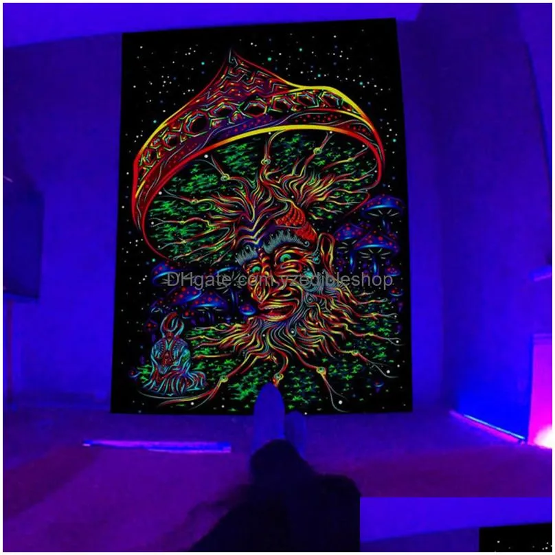 tapestries escent tapestry european and american black light hanging cloth poster home decoration background psychedelic trippy 230213