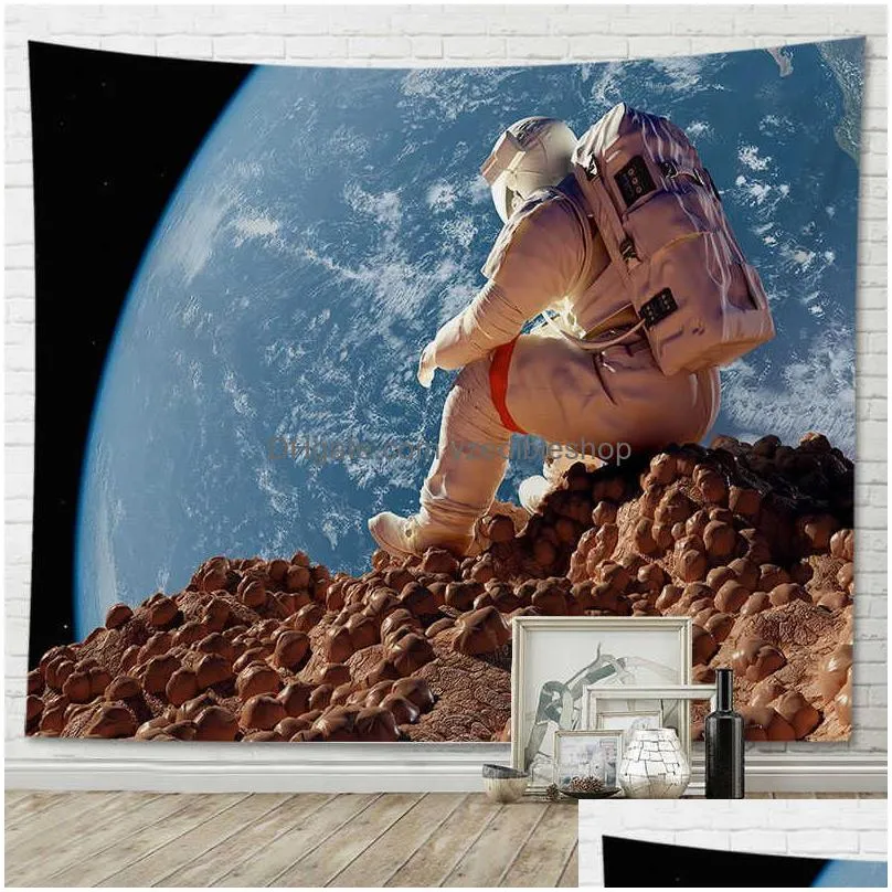 tapestries cool space interplanetary sci-fi astronaut space crossing wall background tapestry home decoration wall cloth r230710