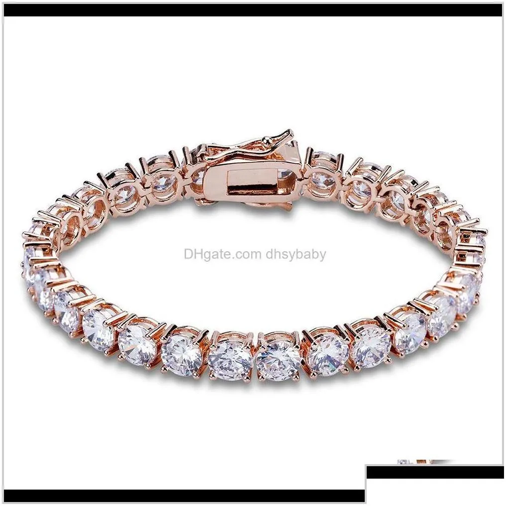 designer mens bracelets hip hop jewelry diamond tennis bracelet iced out hiphop bling bangles luxury charm rapper gold sie