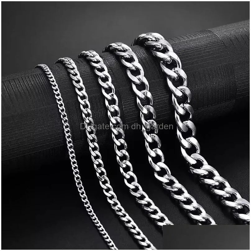 511mm men chain bracelet fashion stainless steel curb cuban link chain bangle for male women hiphop trendy wrist jewelry gift