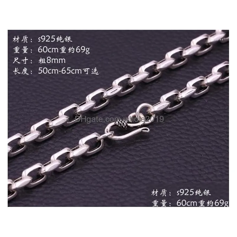 Chains Chains Fashion S925 Sterling Sier Retro Thai Buckle Personalized Men And Women Coarse Necklace Sweater Drop Delivery Jewelry Ne Dhcqh