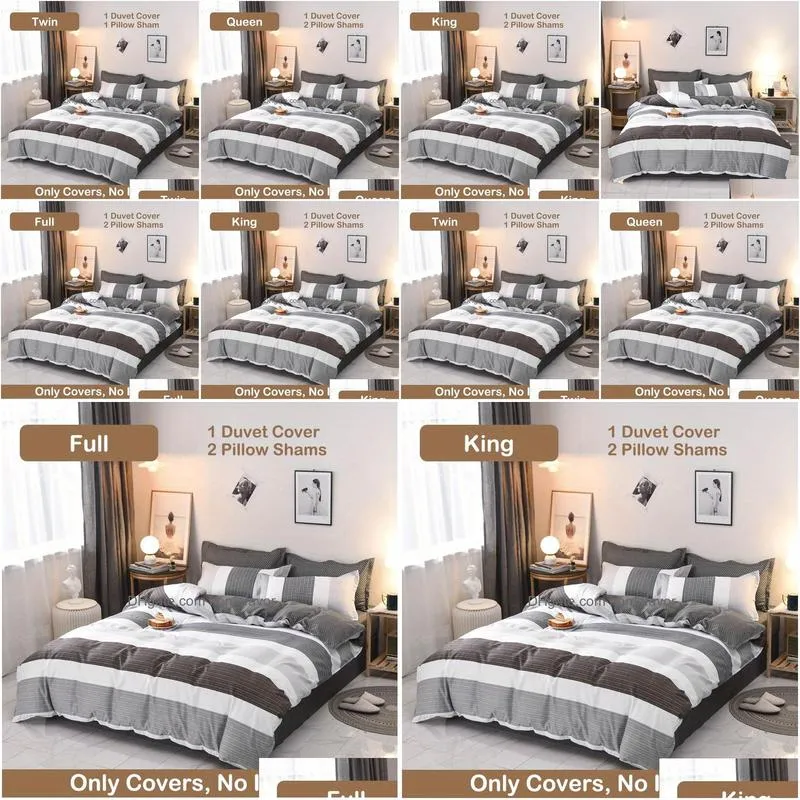 bedding sets three piece streak quilt cover pillowcases luxury cool breathable all seasons stylish comfortable quick-drying king queen size