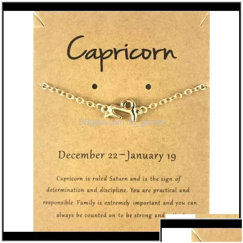 charm bracelets fashion 12 constellations zodiac pattern bracelets with card alloy golden horoscope bracelet for women jewelry gift