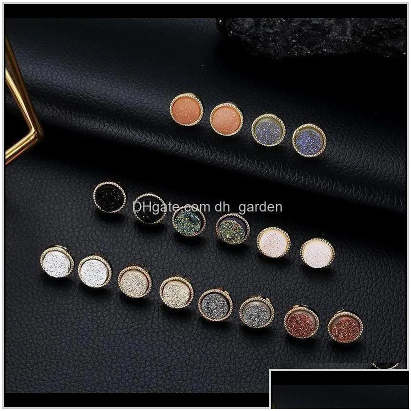 stud trendy druzy drusy for women statement jewelry scott gold plated round circle stud earrings christmas gifts ear studs 3qjl