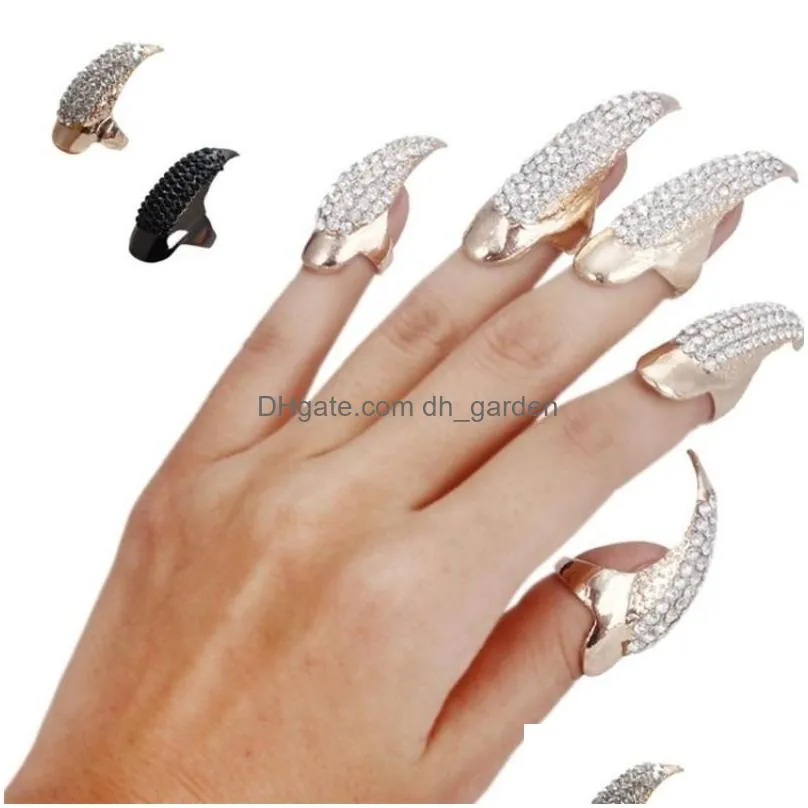 retro punk talon nail rings decor sharp alloy finger claw knuckle set vintage style sharp performance props jewelry for women