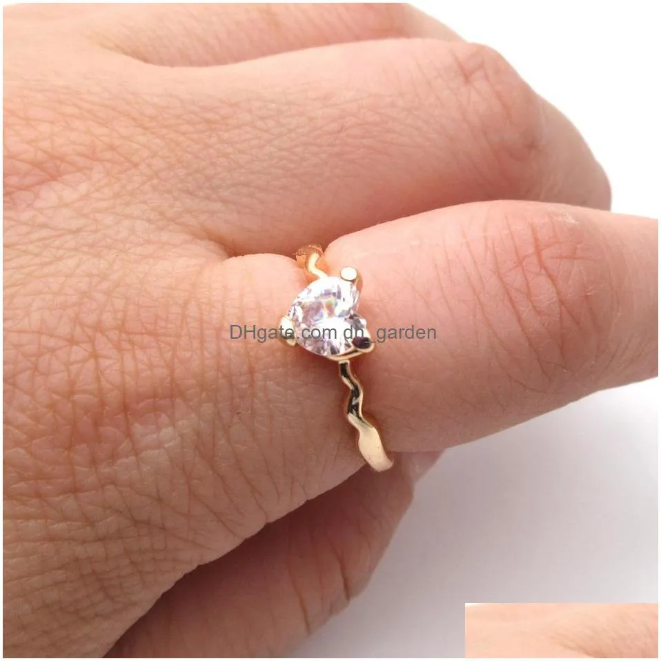 100pcs / lot colorful zircon rings heartshaped plum personality fashion diamond jewelry for women wholesale