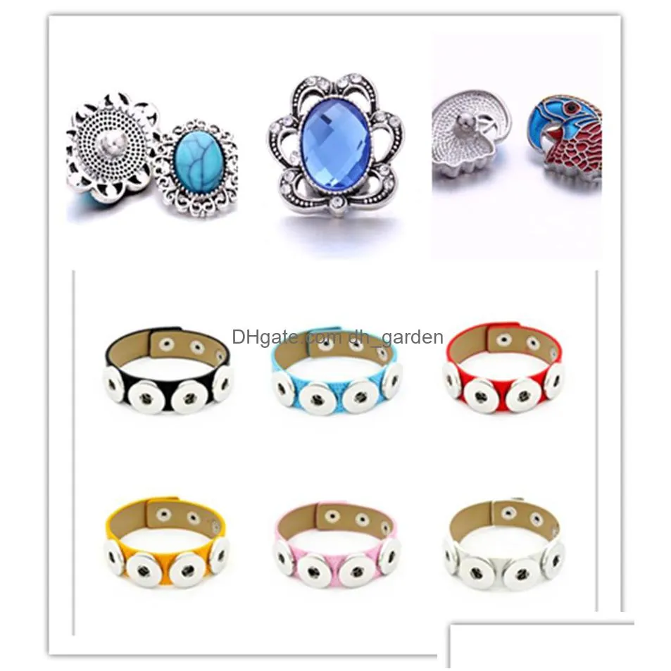 10pcs/lot new arrival noosa charm bracelets silver snap fit diy snaps buttons jewelry 18mm fashion knot snap jewelry leather bracelets