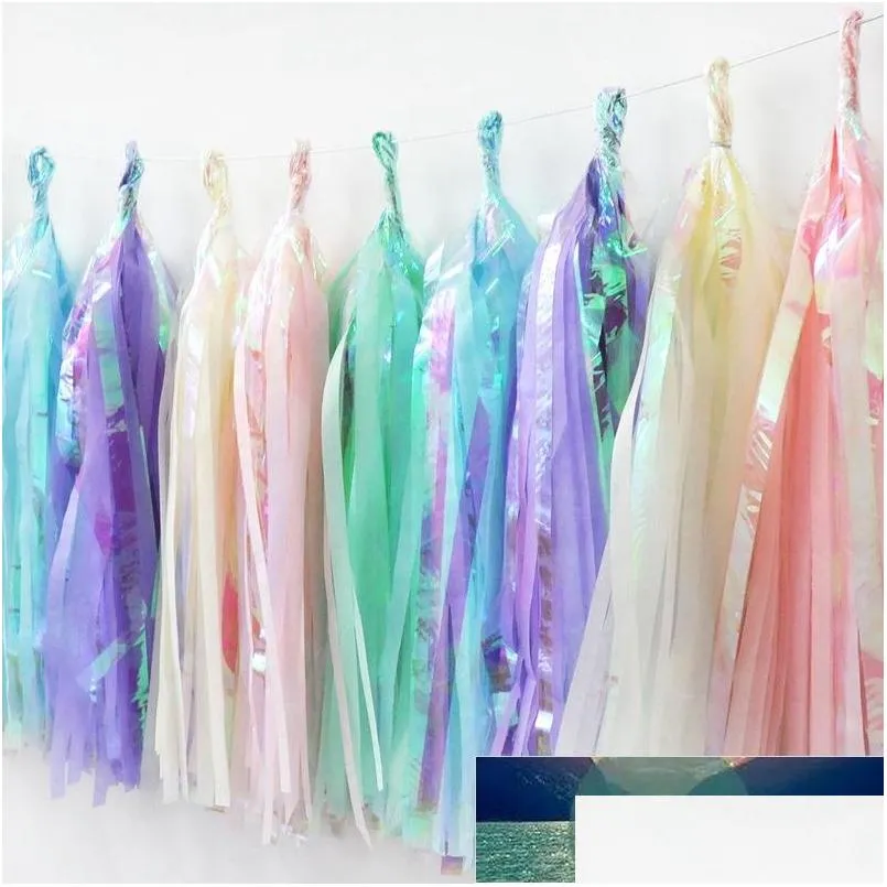 5pcs/bag 14inch tissue paper tassel garland rainbow unicorn mermaid birthday party diy decoration baby shower wedding favors factory price expert design