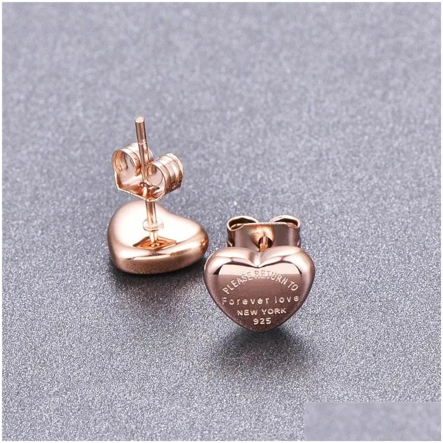 top quality classic style women heart studs cute size luxury letter stainless steel earrings wedding party gifts wholesale