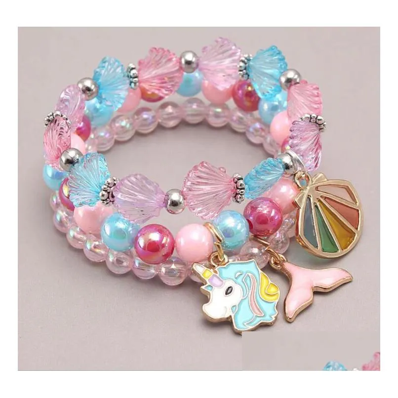 multi styles kids lucky jewelry bracelet happy children mermaid unicorn charms bracelet kids jewelry gift