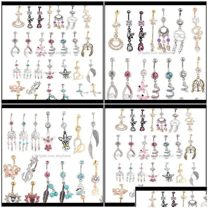 bell rings wholesales 20pcs mix style belly button body piercing dangle navel ring beach jewelry cluic