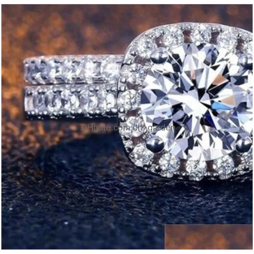 nice diamond ring for men women love couple valentine s day gift alloy plated silver rhinestone moissanite mens rings wedding engagements