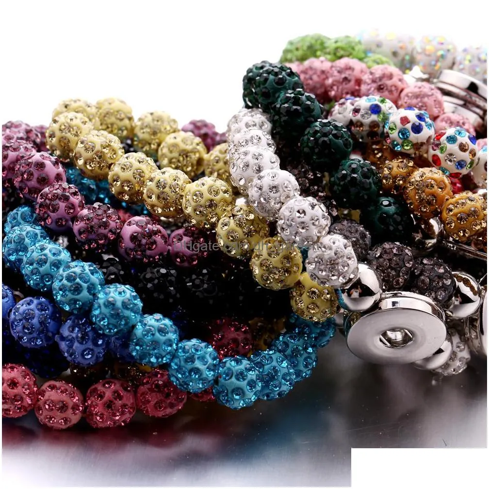 20pcs/lot fashion snap button bracelets rhinestone natural stone jewelry high quality handmade snap button bangles for men women