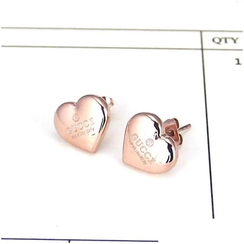 top quality classic style women heart studs cute size luxury letter stainless steel earrings wedding party gifts wholesale