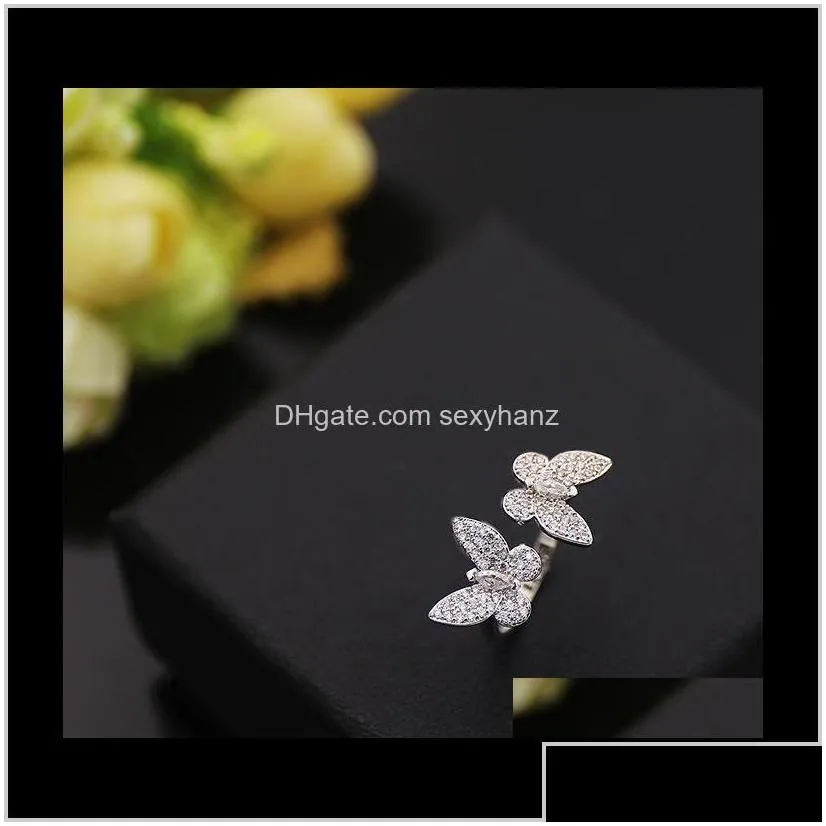 band rings fashion classic 4/four leaf clover open butterfly s925 sier 18k gold with diamonds for women girls valentines m