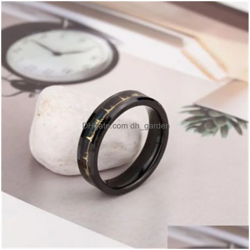 luminous couple ecg pattern ring carbon fiber ring suitable for valentines day thanksgiving and halloween gift