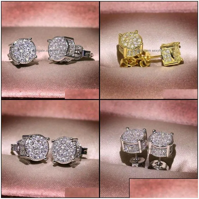 other earrings jewelry s925 sterling sier stud earring fine 2 carats fl diamond 925 bizuteria orehini gemstone 7r1zw