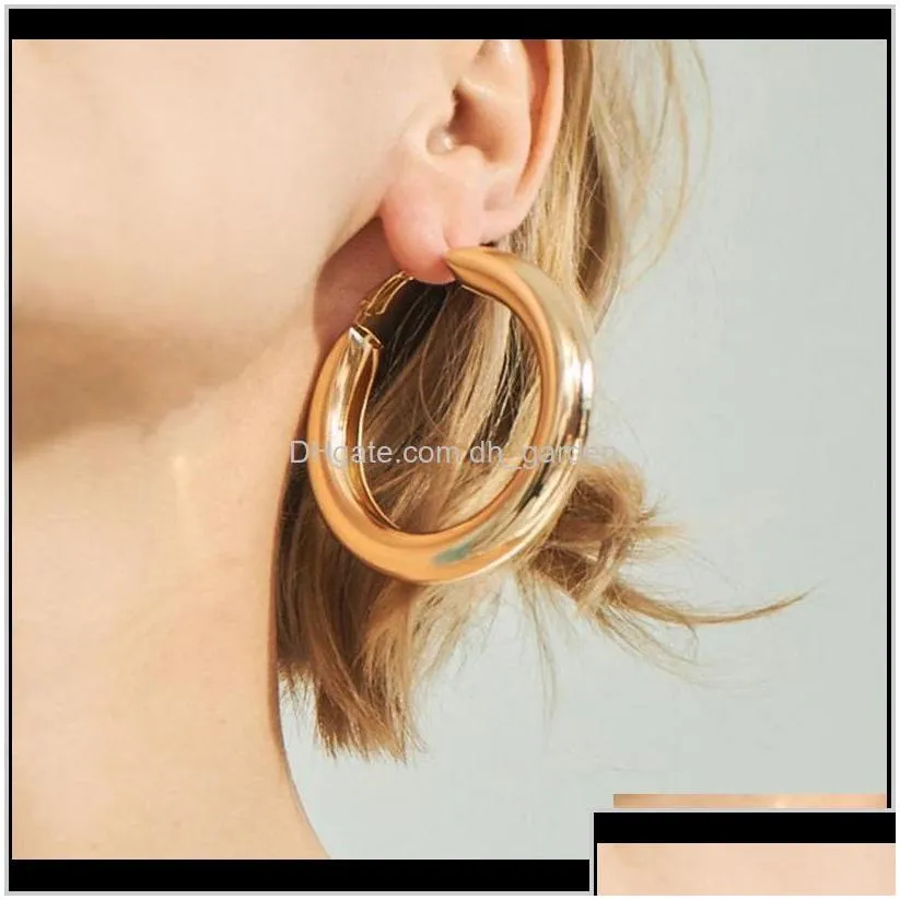 hie classic punk style thick hoop earring for women girls sier gold plating hiphop geometric earrings fashion jewelry wh