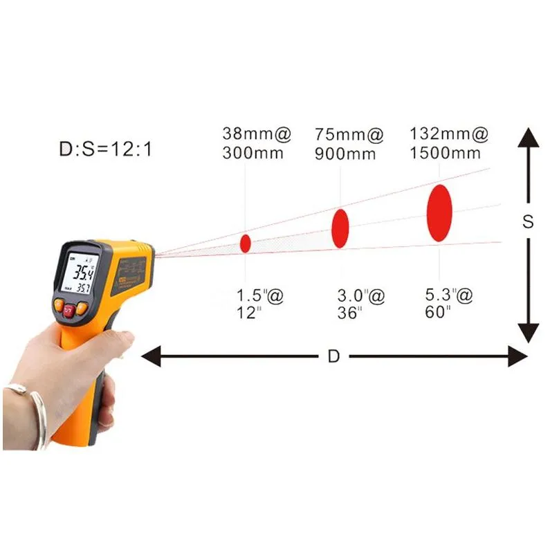 Temperature Instruments Wholesale Non Contact Digital Laser Infrared Thermometer Temperature Instruments -50-400ﾰC Pyrometer Ir Point Dhqc8
