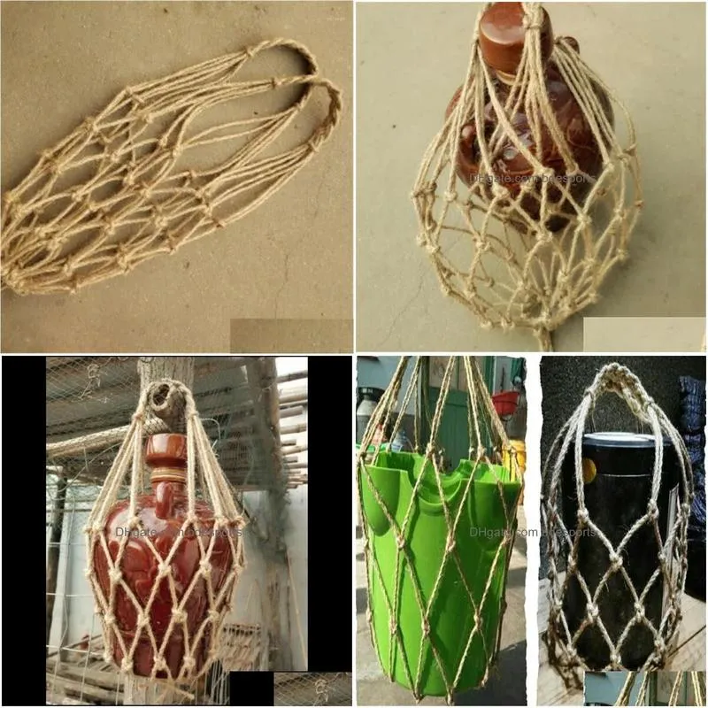 Storage Bags Storage Bags Net Bag Woven Rope Characteristic Pocket Packaging For Agrictural Products Vintage Wine Bottle Decoration Dr Dhdzu